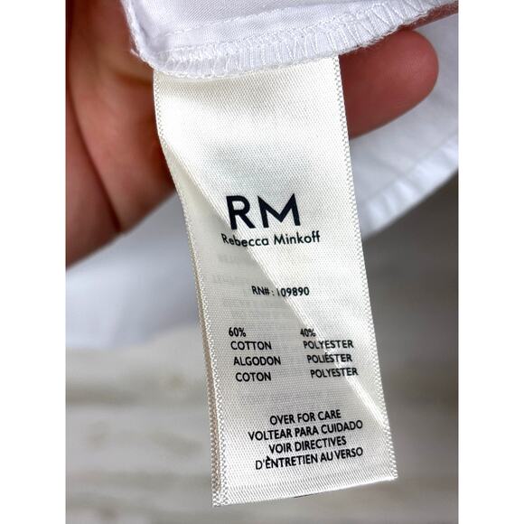 Rebecca Minkoff Women's M White Silver Studded Cropped Button Up Shirt Blouse - Picture 5 of 7